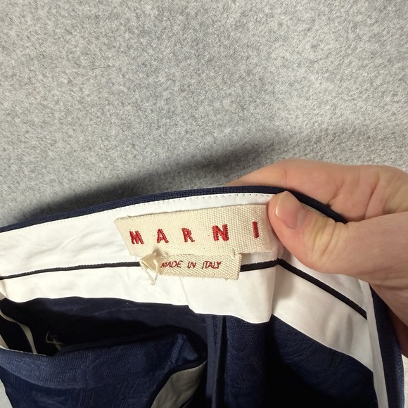 Marni pants womens 40 US 32" navy blue wide leg inlay trousers - Picture 10 of 14